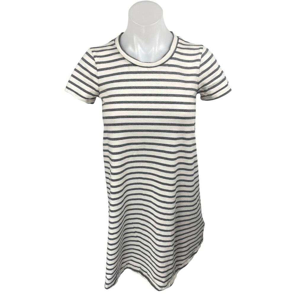 Madewell White Striped Crewneck Short Sleeve Casual Mini T-shirt Dress Size XXS